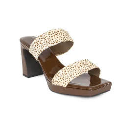 DANITY CREAM BROWN HAIRCALF/BROWN PATENT