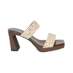 DANITY CREAM BROWN HAIRCALF/BROWN PATENT