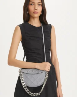 FLEMING MINI SOFT LEATHER CRESCENT SLATE