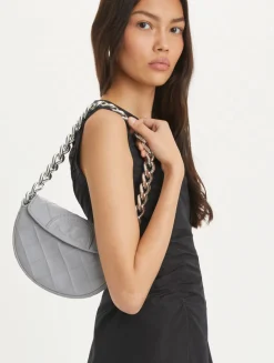 FLEMING MINI SOFT LEATHER CRESCENT SLATE