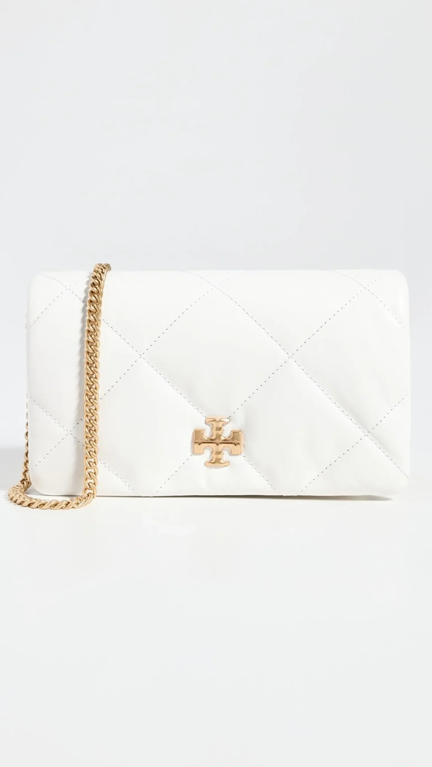KIRA DIAMOND QUILT CHAIN WALLET BLANC