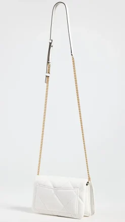 KIRA DIAMOND QUILT CHAIN WALLET BLANC