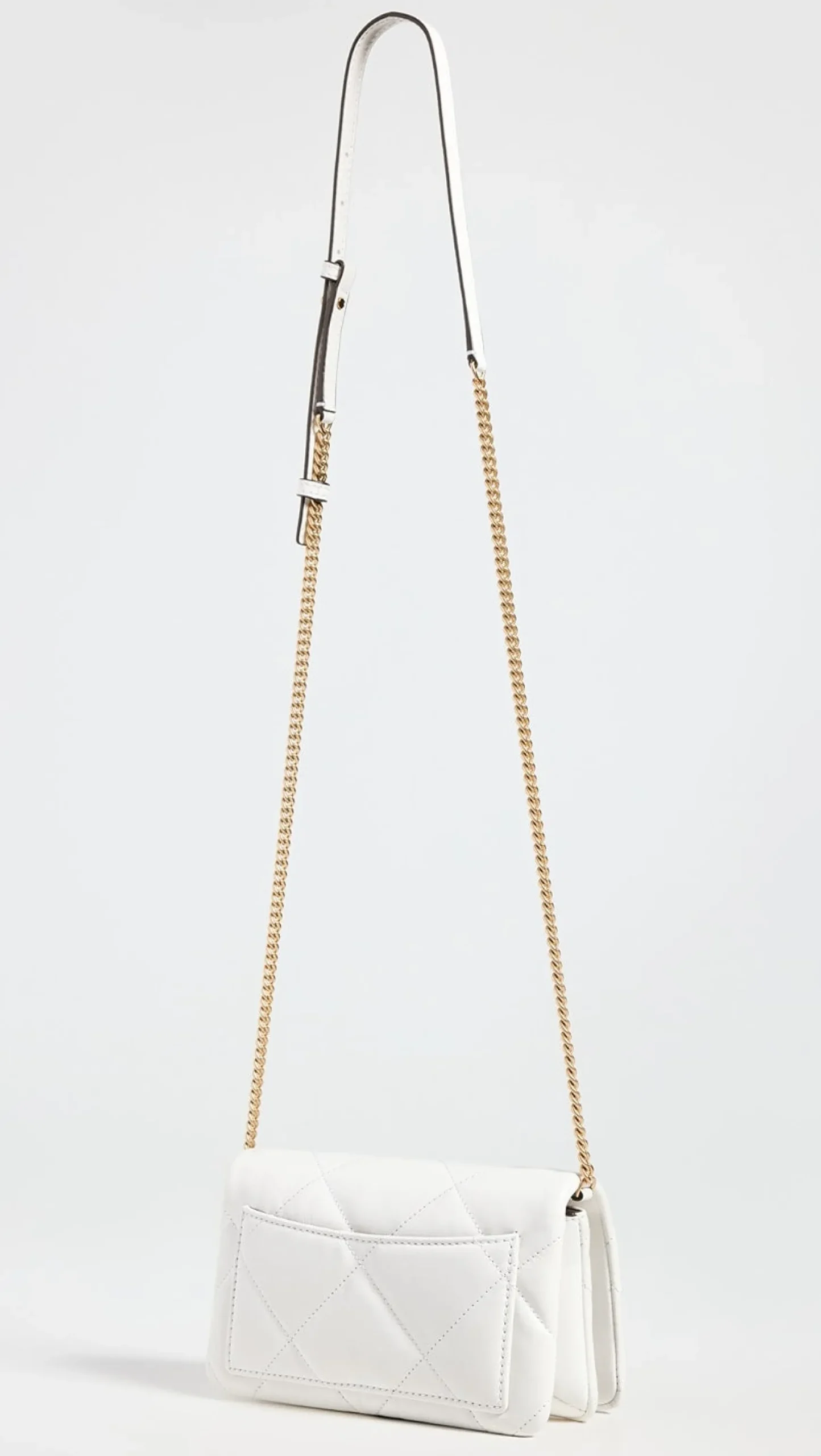KIRA DIAMOND QUILT CHAIN WALLET BLANC