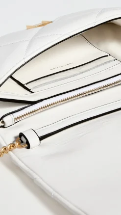 KIRA DIAMOND QUILT CHAIN WALLET BLANC