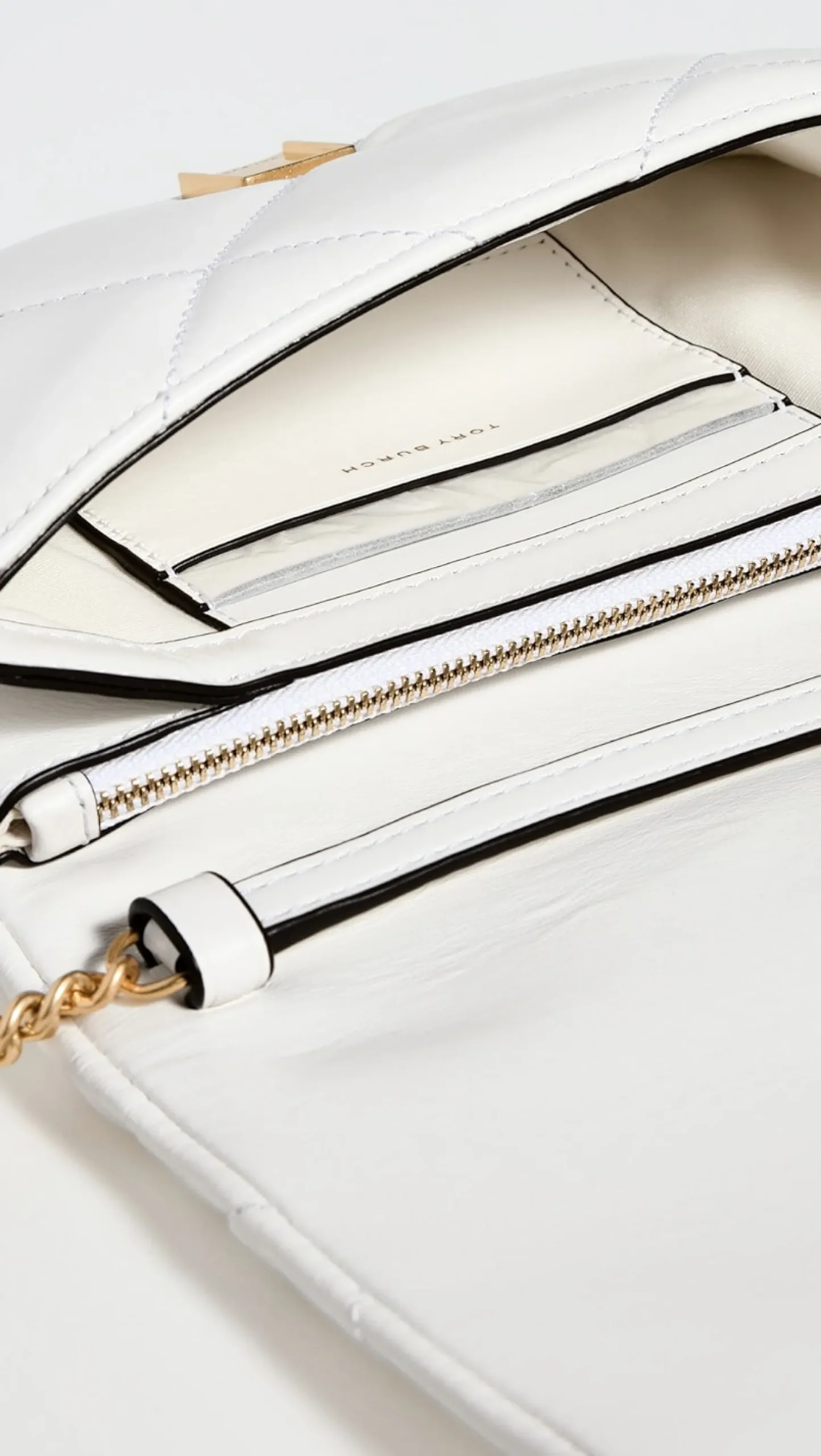 KIRA DIAMOND QUILT CHAIN WALLET BLANC