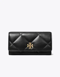 KIRA DIAMOND QUILT FLAP WALLET BLACK