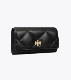 KIRA DIAMOND QUILT FLAP WALLET BLACK