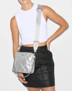MADISON QUILTED CROSSBODY MATTE SILVER