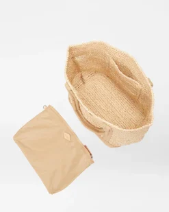 RAFFIA MEDIUM TOTE CAMEL