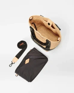 RAFFIA MINI TOTE BLACK LACQUER