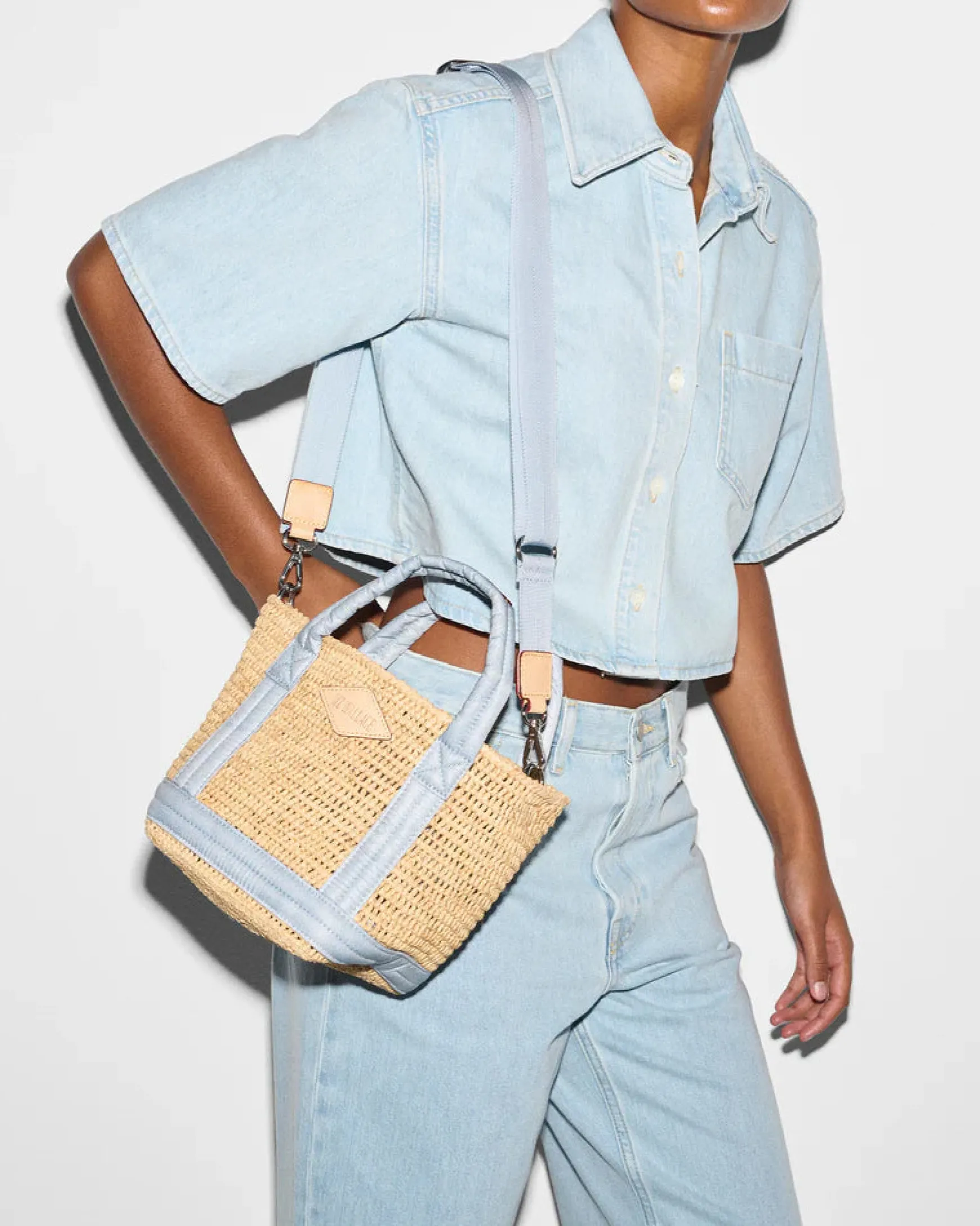 RAFFIA MINI TOTE CHAMBRAY