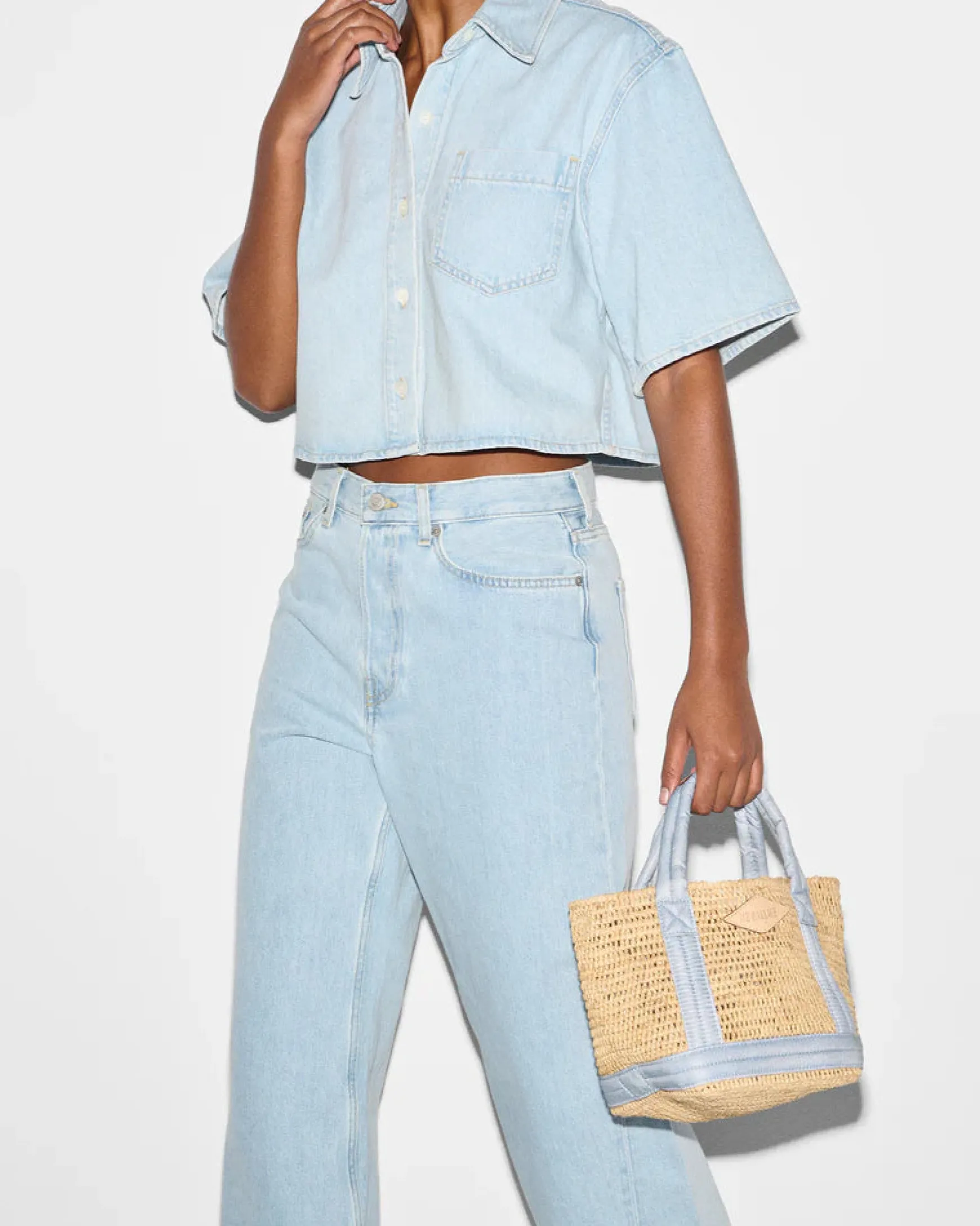 RAFFIA MINI TOTE CHAMBRAY