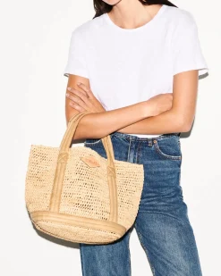 RAFFIA SMALL TOTE CAMEL