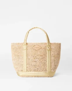 RAFFIA SMALL TOTE LT GOLD W/SEQUINS