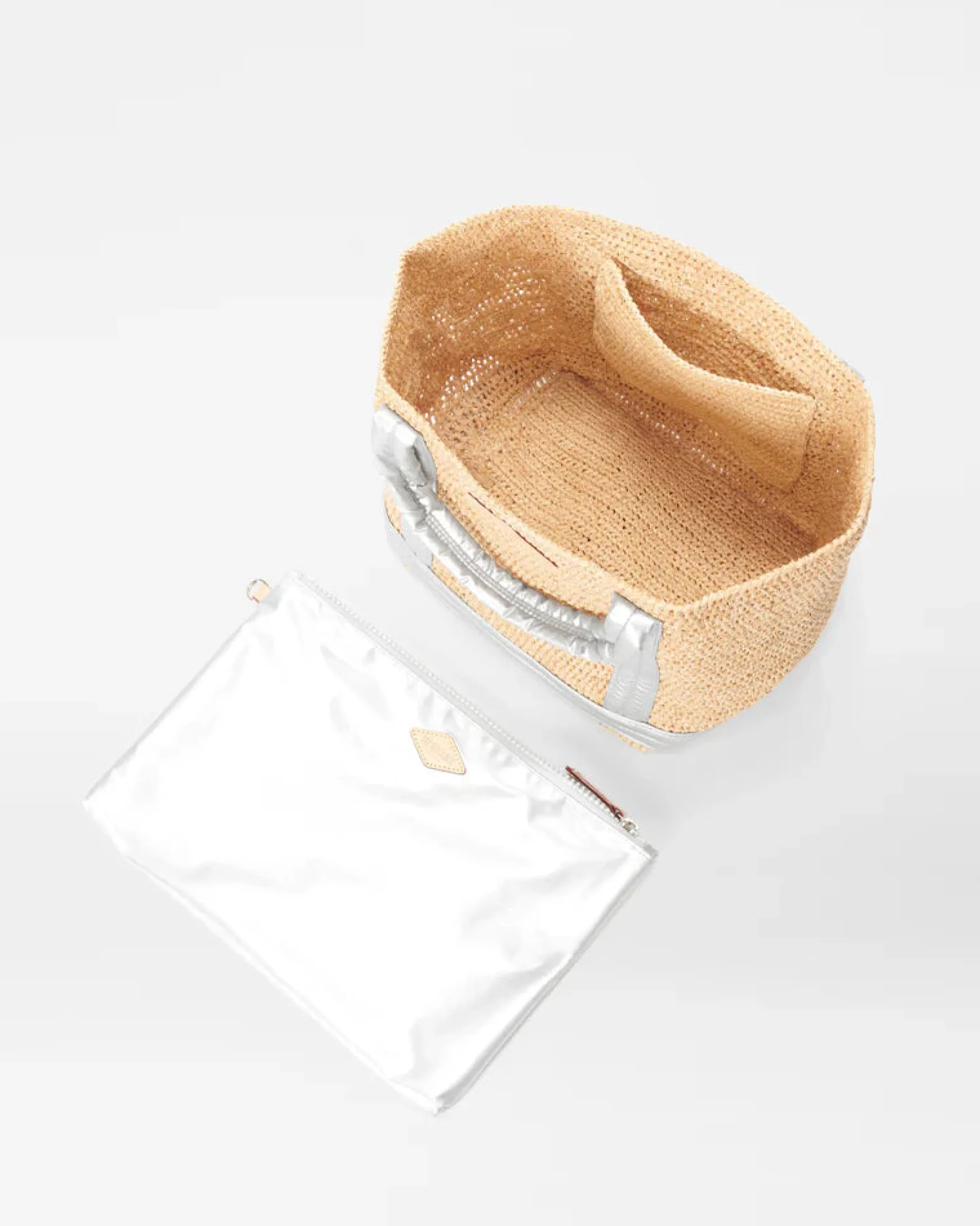 RAFFIA SMALL TOTE SILVER