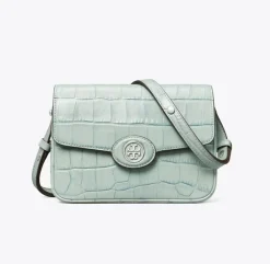 ROBINSON CROC-EMBOSSED SHOULDER BAG CELADON BLUE